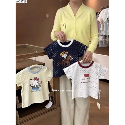 AG6718 ÁO THUN HELLO KITTY CHẤM BI CHO BÉ GÁI