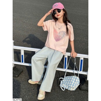 SG9754 SÉT ÁO THUN TRÁI TYM MIX QUẦN THÔ JUZITIGE
