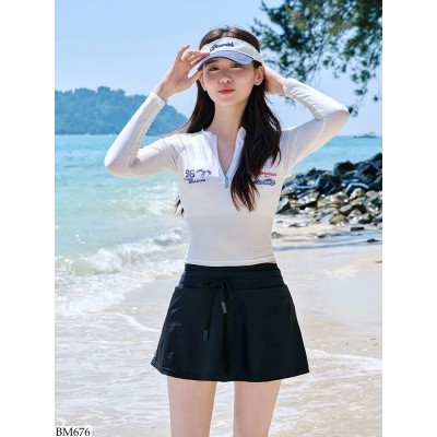 BM676 ÁO BƠI DÀI TAY MIX VÁY BƠI NỮ
