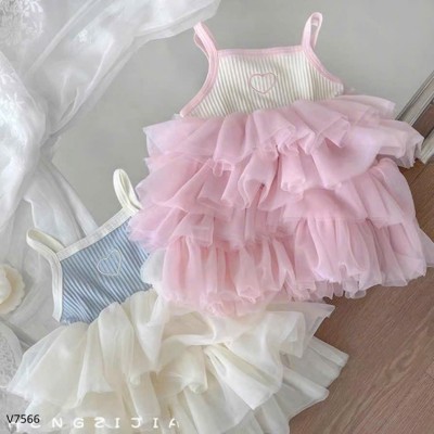 V7566 VÁY 2 DÂY PHỐI BÈO TẦNG