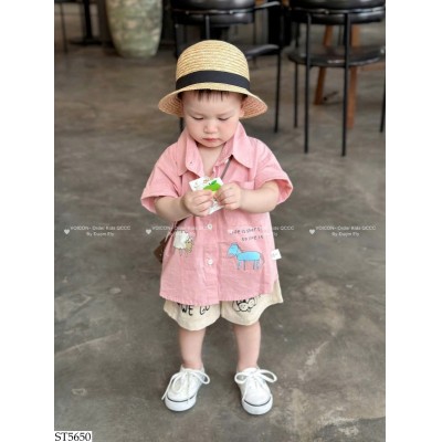 ST5650 SET ÁO SƠ MI MIX SHORT CẠP CHUN BT