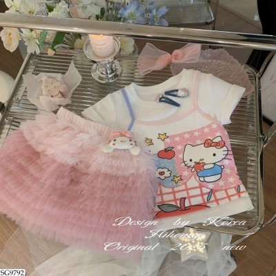 SG9792 -GIÁ MỚI- SET ÁO PHÔNG KITTY MIX VÁY TUTU 