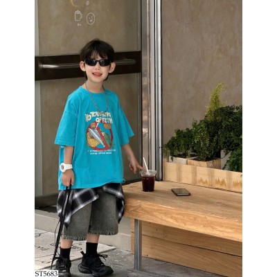 ST5683 SET ÁO PHÔNG MIX SHORT JEAN, VẠT KẺ TAIRU