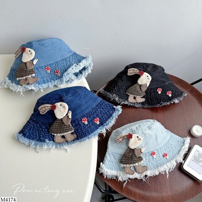 M4174 MŨ VÀNH TRÒN DENIM THỎ CUTE CHO BÉ 
