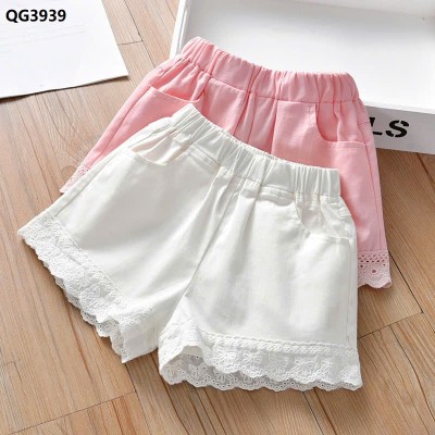 QG3939 QUẦN SHORT PHỐI VIỀN REN BÉ GÁI