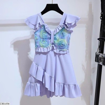 DB1058 VÁY BƠI HOA XẺ TÀ BG