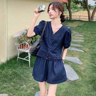 SM3154  SET ÁO JEAN CÁCH ĐIỆU