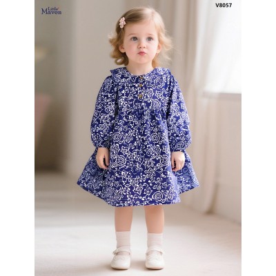 V8057 Váy babydoll họa tiết Little maven bé gái
