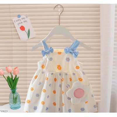 V8123 VÁY 2 DÂY HOA BG