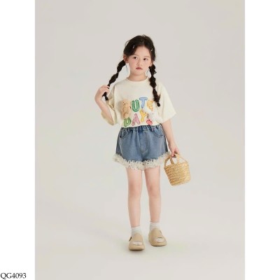 QG4093 QUẦN SHORT JEAN PHỐI VIỀN BÈO