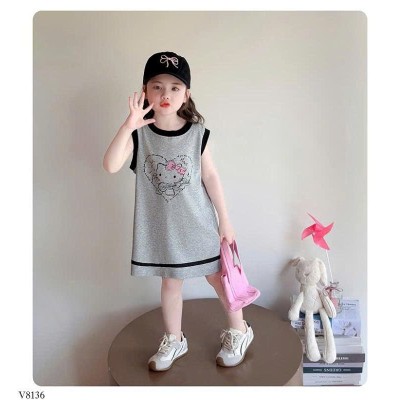V8136 VÁY HELLO KITTY XÁM