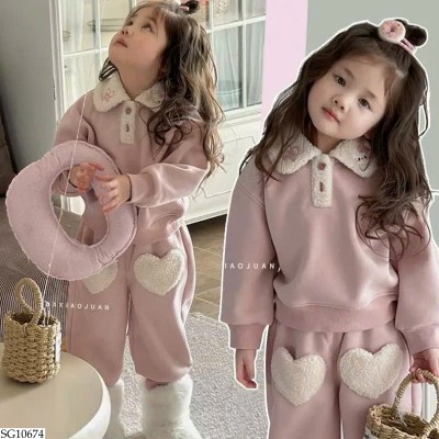 SG10674 BỘ NỈ TRÁI TIM BÉ GÁI