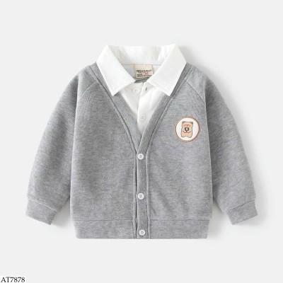 AT7878 ÁO NỈ PHỐI CỔ SƠ MI WELLKIDS BT