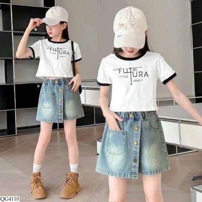 QG4110 QUẦN SHORT JEAN GIẢ VÁY BÉ GÁI