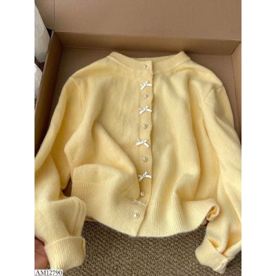 AM12790 ÁO LEN CARDIGAN NƠ