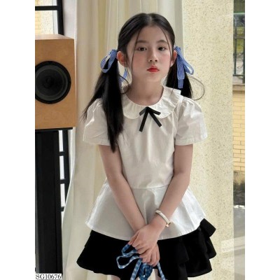 SG10676 SET ÁO NƠ CỘC TAY MIX CV TẦNG BG