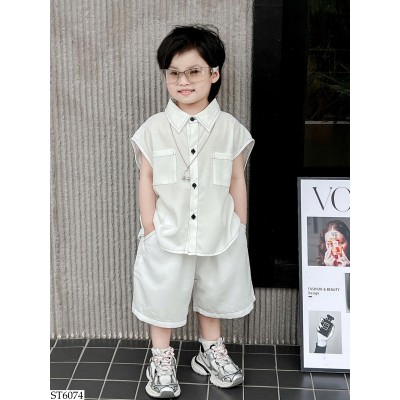 ST6074 BỘ SƠ MI CỘC TAY BÉ TRAI