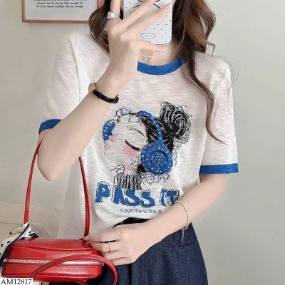 AM12817 ÁO PHÔNG VIỀN CỔ HỌA TIẾT