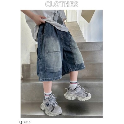 QT4216 QUẦN SHORT JEANS TÚI GỐI BẠC MÀU