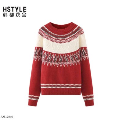 AM12846  ÁO LEN ĐỎ PHỐI THỔ CẨM HSTYLE