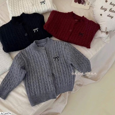 AG6979 ÁO LEN CARDIGAN THÊU NƠ BG