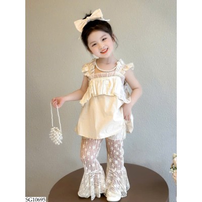 SG10695 SET ÁO SÁT NÁCH MIX QUẦN REN HOA BG