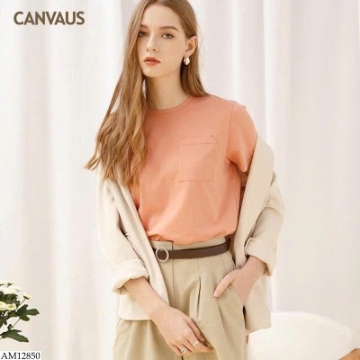 AM12850 ÁO CỘC TAY TRƠN MÀU CANVAUS