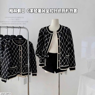 AM12853 ÁO CARDIGAN HỌA TIẾT Ô TRÁM NỮ