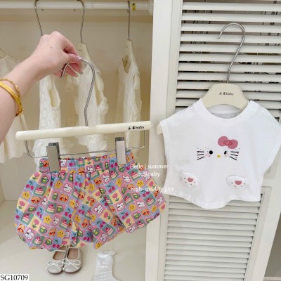 SG10709 SET ÁO KITTY MIX SHORT HOẠT HÌNH BG