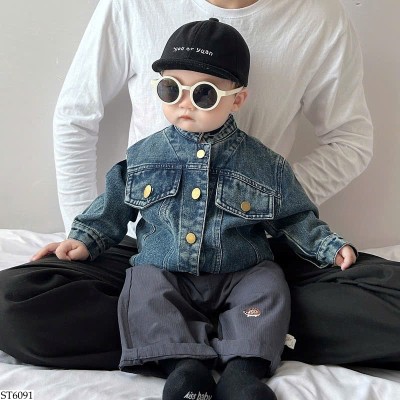 ST6091 SET ÁO KHOÁC JEAN MIX QUẦN CẠP CHUN BT