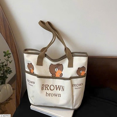 TM5955 TÚI TOTE GẤU NÂU