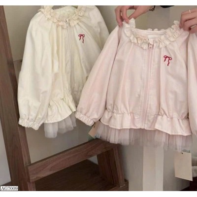 AG7009 ÁO KHOÁC PHỐI REN + LƯỚI BÉ GÁI