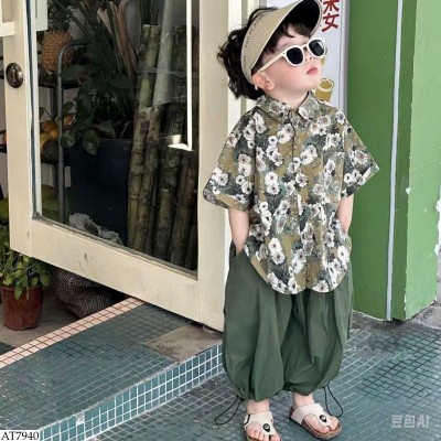 AT7940 ÁO SƠ MI CỘC TAY HỌA TIẾT BT
