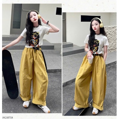 SG10718 SET ÁO CỘC TAY MIX QUẦN ỐNG RỘNG BG