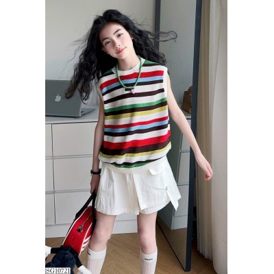 SG10721 SET ÁO LEN MỎNG MIX QUẦN GIẢ VÁY