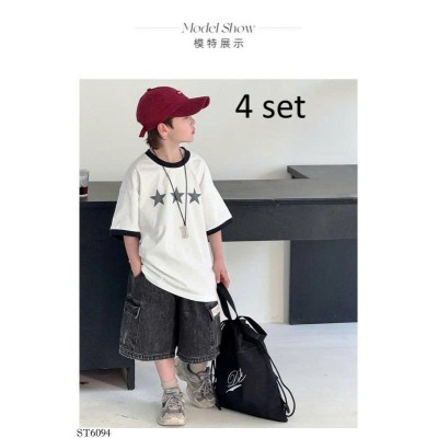 ST6094 SET ÁO THUN 3 NGÔI SAO MIX SHORT JEAN