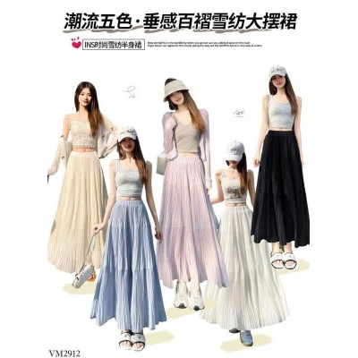 VM2912 CHÂN VÁY XÒE XẾP LY DÁNG DÀI