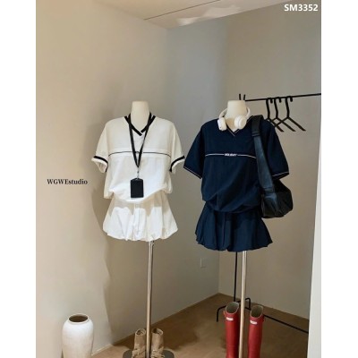 SM3352 SET ÁO CỔ V VÀ CHÂN VÁY WGWE
