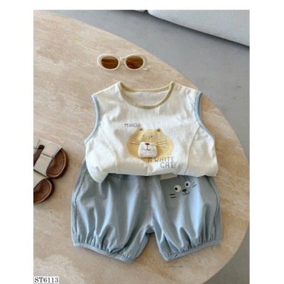 ST6113  SÉT BỘ SÁT NÁCH MÈO + QUẦN BOM BÉ TRAI