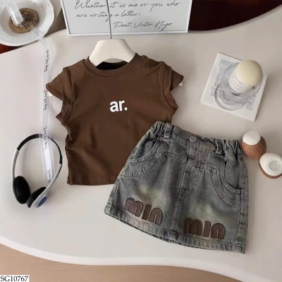 SG10767 SET ÁO PHỐI CHÂN VÁY DENIM CHO BG