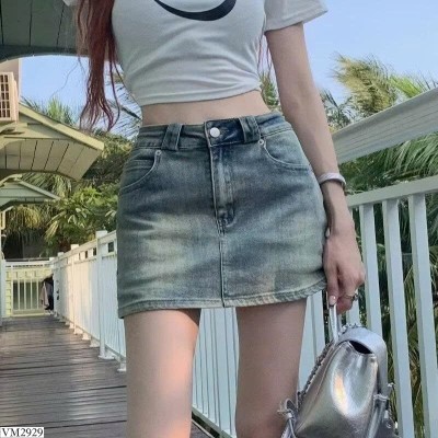 VM2929 CHÂN VÁY CHỮ A DENIM NỮ