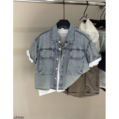 AT8020  ÁO SƠ MI DENIM CỘC TAY BÉ TRAI