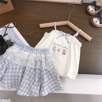 SG10784 SET ÁO 2 DÂY MIX CV KẺ CARO BG