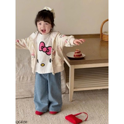 QG4150 QUẦN JEAN SUÔNG HELLO KITTY CHO BÉ