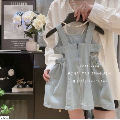 V8203 VÁY DENIM KHOÉT EO CHO BÉ