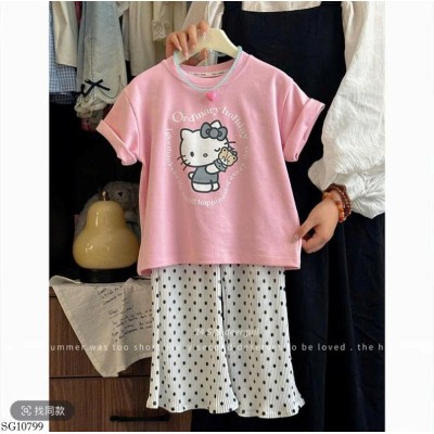 SG10799 SET ÁO HELLO KITTY MIX QUẦN CHẤM BI