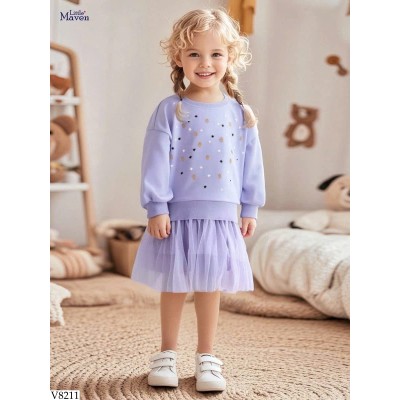 V8211 VÁY REN TẦNG LÓT NHUNG LITTLE MAVEN BG