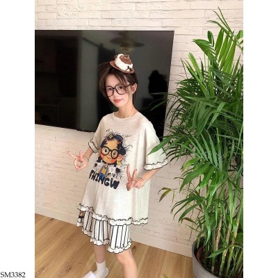 SM3382 BỘ NGỦ VIỀN BÈO IN HÌNH CÔ GÁI