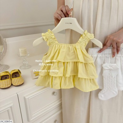 SG10854  SET ÁO BÈO TẦNG MIX SHORT TRẮNG BG
