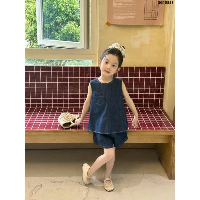 SG10853 BỘ ĐỒ DENIM SÁT NÁCH BÉ GÁI